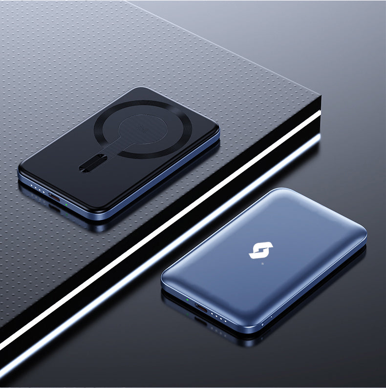 Productfoto grijze draadloze Zapify magsafe powerbank.