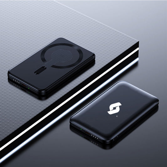 Productfoto zwarte draadloze Zapify magsafe powerbank.